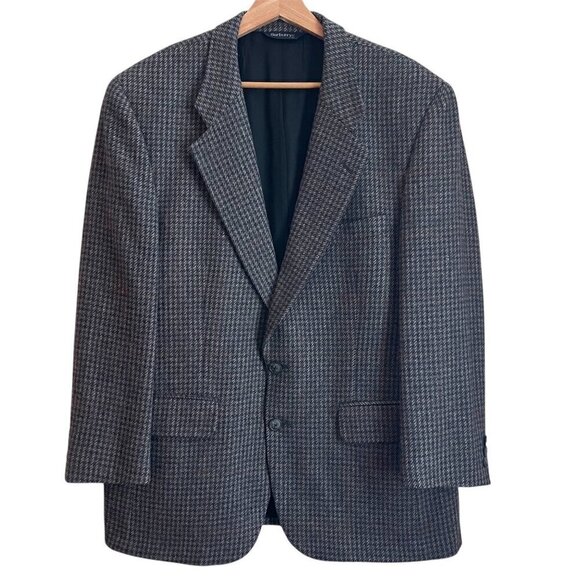 Vintage Burberrys Houndstooth Sport Coat Size 42 100% Wool Quiet Luxury Classic